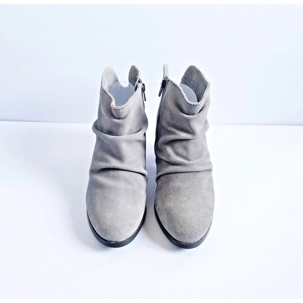 DIBA Women's Sandra Gray Suede Booties Sz 8 Heeled Ankle Boots